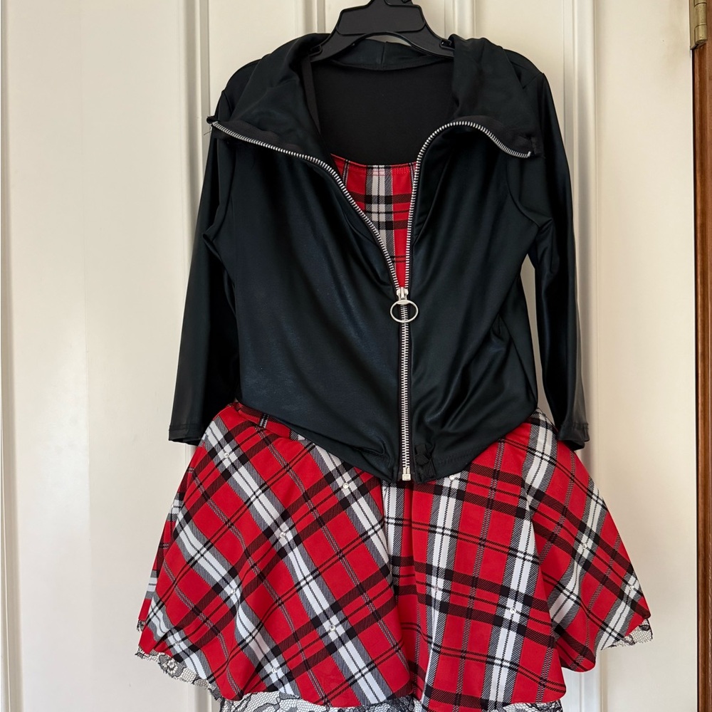Black Jacket with Red Plaid Dance Costume